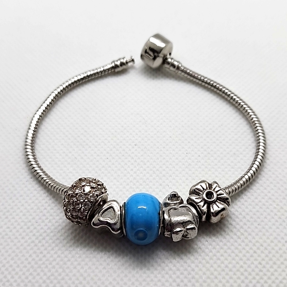 Silver Tone Multi Charm Bracelet